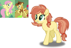 Size: 1280x864 | Tagged: safe, artist:purplepotato04, imported from derpibooru, braeburn, fluttershy, oc, braeshy, female, male, offspring, parent:braeburn, parent:fluttershy, parents:braeshy, shipping, simple background, straight, transparent background