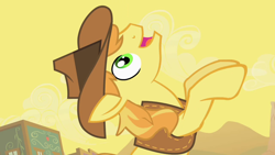 Size: 1280x720 | Tagged: safe, imported from derpibooru, screencap, braeburn, earth pony, pony, over a barrel, male, rearing, solo, stallion