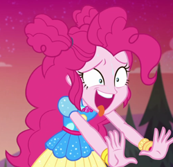 Size: 1028x991 | Tagged: safe, imported from derpibooru, screencap, pinkie pie, equestria girls, equestria girls series, sunset's backstage pass!, spoiler:eqg series (season 2), cropped, female, out of context, solo, tongue out, want