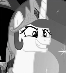Size: 678x748 | Tagged: safe, edit, imported from derpibooru, princess celestia, pony, between dark and dawn, /mlp/, 4chan, faic, female, gigachad, grayscale, monochrome, solo, twilight's castle