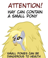 Size: 1000x1226 | Tagged: safe, artist:janelearts, imported from derpibooru, derpy hooves, pegasus, pony, cute, derpabetes, female, food, hay, mare, mouth hold, muffin, simple background, solo, text, warning, white background