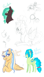 Size: 2341x4096 | Tagged: safe, artist:kittii-kat, imported from derpibooru, oc, oc only, oc:desert rose, oc:envy apple, oc:mellow meadow, bat pony, pegasus, pony, bust, female, male, mare, portrait, sketch, sketch dump, stallion