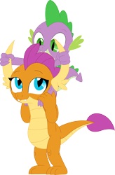 Size: 2336x3571 | Tagged: safe, artist:porygon2z, imported from derpibooru, smolder, spike, dragon, dragons riding dragons, female, male, riding, simple background, spike riding smolder, transparent background, vector