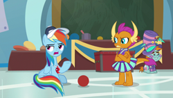 Size: 1920x1080 | Tagged: safe, imported from derpibooru, screencap, rainbow dash, smolder, snips, pony, 2 4 6 greaaat, cheerleader, coach rainbow dash