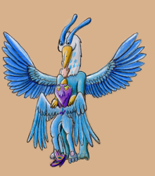 Size: 2350x2665 | Tagged: safe, artist:gyrotech, imported from derpibooru, oc, oc only, oc:gyro feather, oc:gyro tech, griffon, duo, griffonized, male, species swap