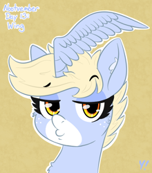 Size: 690x785 | Tagged: safe, artist:yakoshi, imported from derpibooru, oc, oc only, oc:nootaz, pony, unicorn, bust, duckface, female, horn wing, mare, nootvember 2019, solo, wat