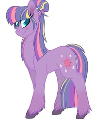 Size: 750x937 | Tagged: artist needed, source needed, safe, imported from derpibooru, twilight sparkle, earth pony, pony, leak, spoiler:g5, earth pony twilight, female, g5, g5 concept leak style, g5 concept leaks, hair bun, hooves, mare, redesign, simple background, smiling, twilight sparkle (g5 concept leak), twilight sparkle (g5), unshorn fetlocks, white background