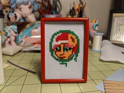 Size: 4032x3024 | Tagged: safe, artist:bitassembly, artist:tinyequine, imported from derpibooru, kettle corn, cross stitch, irl, photo