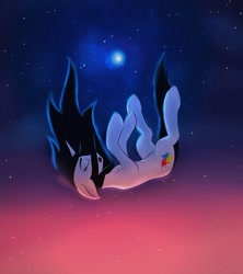 Size: 1280x1439 | Tagged: safe, artist:turbovilka, imported from derpibooru, oc, oc only, oc:leesys, pony, unicorn, color, cutie mark, falling, female, sky, solo, stars