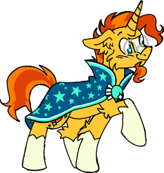 Size: 872x919 | Tagged: safe, artist:trinoids, imported from derpibooru, sunburst, pony, unicorn, backwards cutie mark, cheek fluff, clothes, cute, ear fluff, floppy ears, freckles, glasses, leg fluff, male, robe, simple background, smiling, solo, stallion, sunbetes, sunburst's cloak, sunburst's robe, transparent background