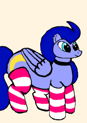 Size: 2507x3541 | Tagged: safe, artist:midnight_mare, imported from derpibooru, oc, oc only, oc:midnight mare, pony, clothes, female, male, mare, simple background, socks, solo, stallion, striped socks