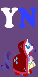 Size: 2000x4000 | Tagged: safe, anonymous artist, imported from derpibooru, part of a set, rarity, sweetie belle, pony, series:fm holidays, boots, cloak, clothes, duo, female, happy new year, holiday, hood, lineless, looking at something, looking up, new year, no pupils, part of a series, purple background, scarf, shoes, siblings, simple background, sisters