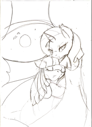 Size: 731x1005 | Tagged: safe, artist:droll3, imported from derpibooru, trixie, twilight sparkle, vampire, female, lesbian, shipping, sketch, twixie