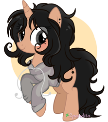 Size: 1993x2242 | Tagged: safe, artist:2pandita, imported from derpibooru, oc, oc only, oc:jaz, pony, unicorn, clothes, female, hoodie, mare, solo