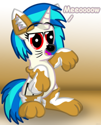 Size: 2670x3300 | Tagged: safe, artist:agkandphotomaker2000, imported from derpibooru, dj pon-3, vinyl scratch, pony, unicorn, animal costume, cat costume, clothes, costume, female, meow, painted nose, paws, solo, wrong eye color