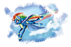 Size: 3000x2000 | Tagged: safe, artist:wolfchen999, imported from derpibooru, rainbow dash, pegasus, pony, clothes, female, flying, mare, simple background, solo, spread wings, transparent background, uniform, wings, wonderbolts uniform