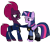 Size: 12012x10137 | Tagged: safe, artist:ejlightning007arts, imported from derpibooru, tempest shadow, twilight sparkle, twilight sparkle (alicorn), alicorn, pony, unicorn, my little pony: the movie, base used, broken horn, crossover, eye scar, female, hoof on shoulder, horn, judy hopps, lesbian, mare, nick wilde, police, police officer, police uniform, shipping, simple background, smiling, tempestlight, transparent background, vector, zootopia