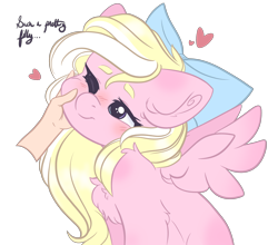 Size: 2821x2483 | Tagged: source needed, safe, artist:novasong, imported from derpibooru, oc, oc only, oc:bay breeze, pegasus, pony, blushing, cheek pinch, cheek squish, chest fluff, cute, ear fluff, female, hand, mare, ocbetes, one eye closed, petting, simple background, speech, squishy cheeks, stolen art, trace, transparent background, weapons-grade cute