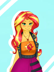 Size: 1500x2000 | Tagged: safe, artist:albertbm, imported from derpibooru, sunset shimmer, equestria girls, equestria girls series, blushing, clothes, cute, female, geode of empathy, magical geodes, redraw, shimmerbetes, skirt, smiling, solo