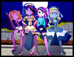 Size: 1024x790 | Tagged: safe, artist:foxgearstudios, imported from derpibooru, luster dawn, starlight glimmer, trixie, twilight sparkle, equestria girls, clothes, equestria girls-ified, maid