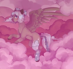 Size: 1280x1216 | Tagged: safe, artist:akiiichaos, imported from derpibooru, oc, oc only, oc:lullaby, pegasus, pony, cloud, female, mare, solo