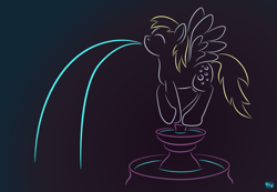 Size: 751x521 | Tagged: safe, artist:quint-t-w, imported from derpibooru, derpy hooves, pegasus, pony, female, fountain, gradient background, minimalist, modern art, old art, solo, spitting, water