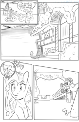 Size: 1980x3060 | Tagged: safe, artist:jojohernandez, imported from derpibooru, apple bloom, pinkie pie, scootaloo, sweetie belle, earth pony, pegasus, pony, unicorn, comic:rain check, black and white, comic, grayscale, monochrome