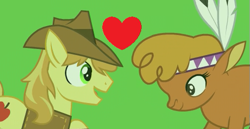 Size: 501x258 | Tagged: safe, edit, edited screencap, imported from derpibooru, screencap, braeburn, little strongheart, buffalo, the last problem, braeheart, female, male, shipping, straight