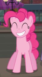 Size: 441x800 | Tagged: safe, imported from derpibooru, screencap, pinkie pie, earth pony, pony, the gift of the maud pie, cropped, cute, diapinkes, eyes closed, female, mare, smiling, solo