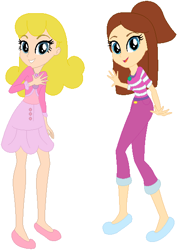 Size: 416x586 | Tagged: safe, artist:pupkinbases, artist:user15432, imported from derpibooru, human, equestria girls, barely eqg related, base used, clothes, crossover, duo, equestria girls style, equestria girls-ified, jewelry, kirsty tate, looking at you, necklace, rachel walker, rainbow magic (series), shoes, simple background, white background