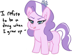 Size: 1007x774 | Tagged: artist needed, safe, edit, imported from derpibooru, diamond tiara, earth pony, pony, /mlp/, blank flank, doug, female, filly, simple background, solo, speech, text, transparent background