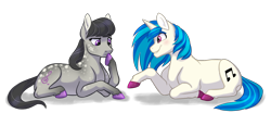 Size: 2000x832 | Tagged: safe, artist:9centschange, imported from derpibooru, dj pon-3, octavia melody, vinyl scratch, earth pony, pony, unicorn, boop, coat markings, colored hooves, cute, dappled, description is relevant, eyebrows, eyebrows visible through hair, featured image, female, freckles, frown, grin, headcanon, lesbian, lying down, mare, mute, mute vinyl, prone, scratchtavia, self-boop, shipping, sign language, simple background, smiling, story included, sweet dreams fuel, tavibetes, transparent background, unshorn fetlocks, vinylbetes