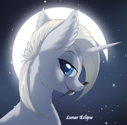 Size: 557x548 | Tagged: safe, artist:a-lunar-eclipse, imported from derpibooru, oc, oc:lunar eclipse, unicorn, blue, eclipse, lunar, moon, white