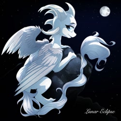 Size: 894x894 | Tagged: safe, artist:a lunar eclipse, artist:a-lunar-eclipse, imported from derpibooru, blue eyes, eclipse, feather, lunar, moon, white, winged