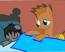 Size: 720x577 | Tagged: safe, artist:kittythenerd, deleted from derpibooru, imported from derpibooru, pony, baby, baby pony, bed, colt, eyes closed, horton hears a who, male, pillow, ponified, sleeping, smiling, stallion