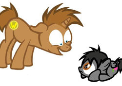 Size: 720x509 | Tagged: safe, artist:kittythenerd, deleted from derpibooru, imported from derpibooru, earth pony, pony, unicorn, baby, baby pony, colt, duo, horton hears a who, male, ponified, simple background, stallion, white background