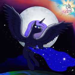 Size: 900x900 | Tagged: safe, artist:slamjam, imported from derpibooru, princess celestia, princess luna, moon, stars, sun