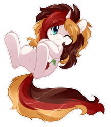 Size: 797x913 | Tagged: safe, artist:loyaldis, imported from derpibooru, oc, oc only, oc:scarlet serenade, pony, unicorn, cute, female, hooves, mare, ocbetes, one eye closed, simple background, solo, transparent background, wink