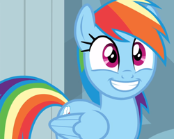 Size: 1174x937 | Tagged: safe, imported from derpibooru, screencap, rainbow dash, pegasus, pony, stranger than fan fiction, cropped, cute, dashabetes, excited, female, mare, smiling, solo