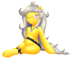 Size: 3703x3022 | Tagged: artist needed, safe, imported from derpibooru, oc, oc only, oc:spettra, oc:spokey, earth pony, ghost, ghost pony, pony, blinking, brooch, female, jewelry, necklace, one eye closed, rule 63, simple background, spiked anklets, spiked belt, transparent background, wink