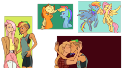 Size: 5400x3000 | Tagged: safe, artist:fadedgems, imported from derpibooru, applejack, fluttershy, rainbow dash, human, pony, appledash, female, flutterdash, humanized, lesbian, shipping, simple background, transparent background