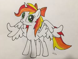 Size: 2048x1536 | Tagged: safe, artist:carty, imported from derpibooru, oc, oc only, oc:sunny skies, alicorn, pony, alicorn oc, base used, horn, solo, traditional art