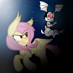 Size: 512x512 | Tagged: safe, artist:tvcrip, artist:tvcrip05, imported from derpibooru, fluttershy, bat, bat pony, pegasus, pony, vampire, badass, bat ponified, bunnicula, crossover, dracula, fanart, flutterbat, night, photo, race swap, spoilers for another series