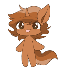 Size: 800x900 | Tagged: safe, artist:larae, artist:smolsammichowo, imported from derpibooru, oc, oc only, oc:sign, semi-anthro, unicorn, :3, :p, chibi, cute, ocbetes, simple background, solo, tongue out, transparent background