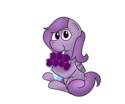 Size: 1200x1000 | Tagged: safe, artist:merpzy, imported from derpibooru, oc, oc only, oc:velvet breeze, pegasus, pony, 2020 community collab, derpibooru community collaboration, bouquet, cute, female, flower, looking at you, mare, ocbetes, simple background, solo, transparent background