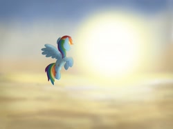 Size: 2732x2048 | Tagged: safe, artist:justsomepainter11, imported from derpibooru, rainbow dash, pegasus, my little pony: the movie, beautiful, cloud, flying, movie accurate, show accurate, sky, sunset