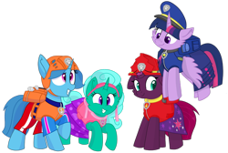 Size: 1422x954 | Tagged: safe, artist:rainbow eevee edits, artist:徐詩珮, imported from derpibooru, fizzlepop berrytwist, glitter drops, spring rain, tempest shadow, twilight sparkle, alicorn, unicorn, series:sprglitemplight diary, series:sprglitemplight life jacket days, series:springshadowdrops diary, series:springshadowdrops life jacket days, alternate universe, bisexual, broken horn, clothes, cute, equestria girls outfit, female, glitterbetes, glitterlight, glittershadow, horn, lesbian, lifeguard, lifeguard spring rain, paw patrol, polyamory, shipping, simple background, sprglitemplight, springbetes, springdrops, springlight, springshadow, springshadowdrops, swimsuit, tempestbetes, tempestlight, transparent background, twilight sparkle (alicorn)
