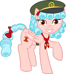 Size: 2880x3252 | Tagged: safe, artist:poniidesu, imported from derpibooru, cozy glow, pegasus, pony, blue hair, bow, clothes, cozybetes, curly mane, cute, dock, eyelashes, female, filly, filly guides, filly scouts, freckles, high res, pure unfiltered evil, simple background, solo, transparent background, wings