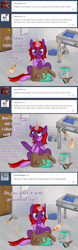 Size: 1280x4100 | Tagged: safe, artist:maplesquidarts, imported from derpibooru, oc, oc only, oc:rogue dream, pony, unicorn, chair, female, glue, hammer, magic, mare, solo