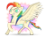 Size: 2421x2020 | Tagged: safe, artist:underwoodart, imported from derpibooru, oc, oc only, oc:shooting star, pegasus, colored wings, eyebrow slit, eyebrows, flight of the valkyrie, gradient background, gradient wings, mullet, multicolored hair, pegasus oc, rainbow hair, simple background, smug, the tale of two sisters, transparent background, wings